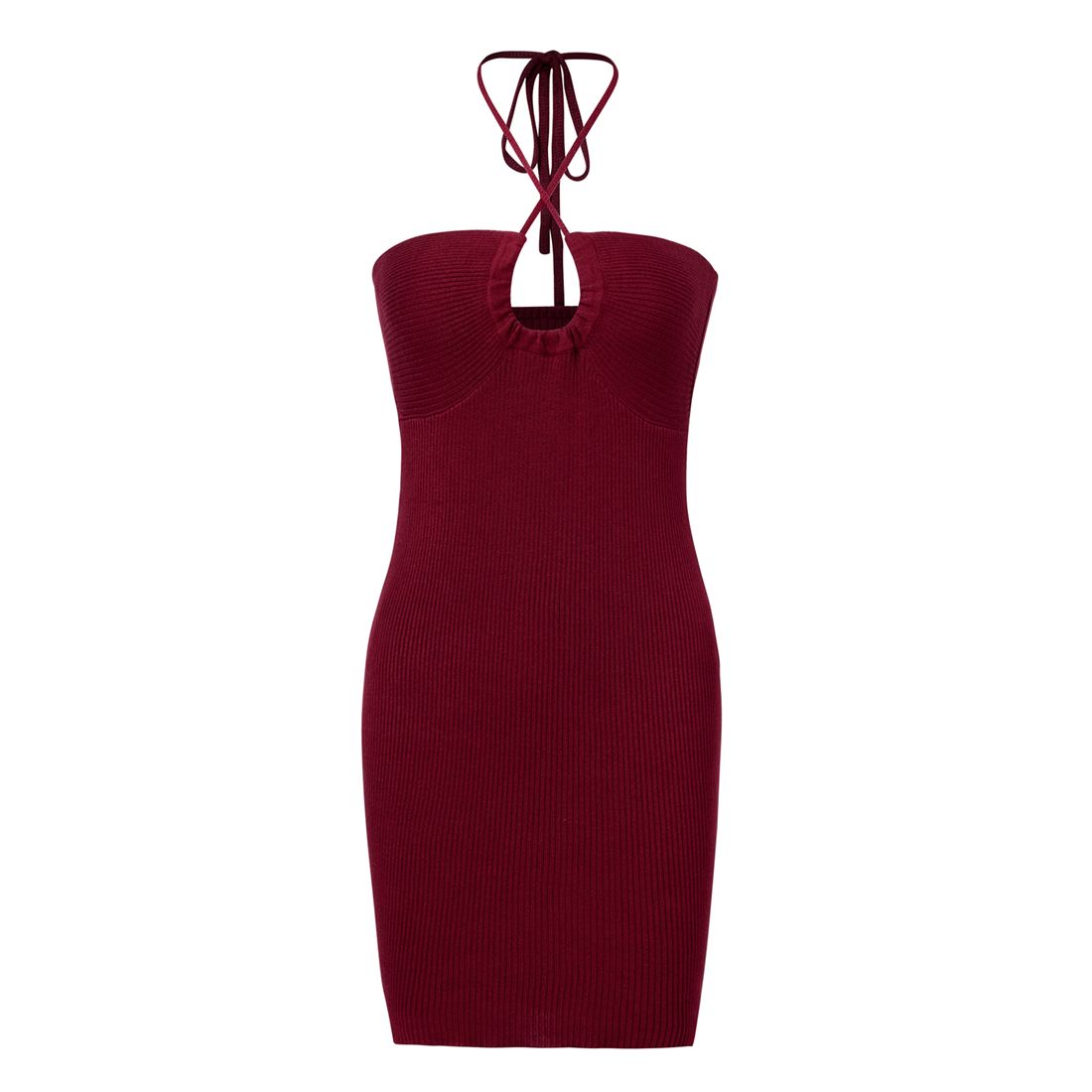Wine coloured knit dress from a planned knitwear range of hero, basic and statement styles