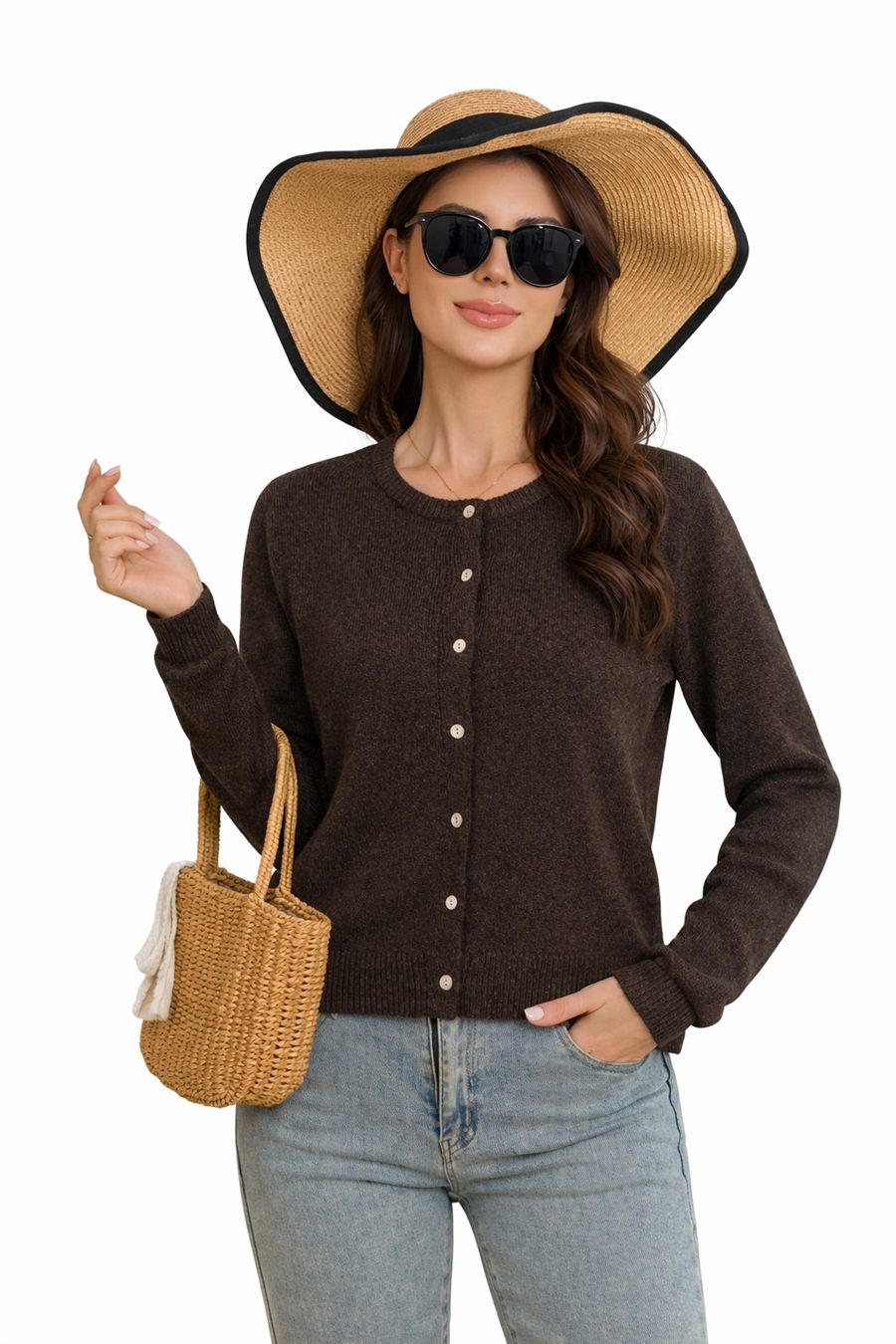 knit cardigan styled for retail merchandising